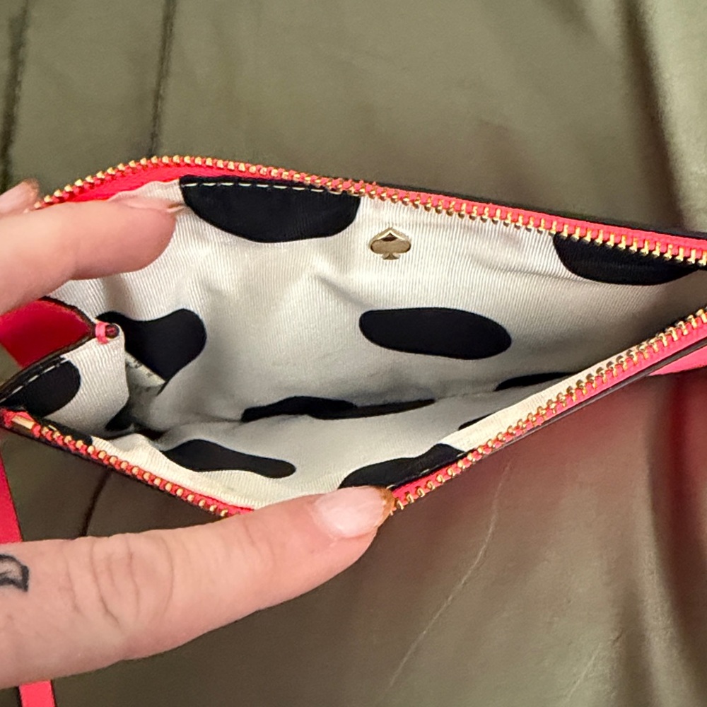 kate spade Hot Pink Wristlet Pouch with Gold Logo - Picture 2 of 3